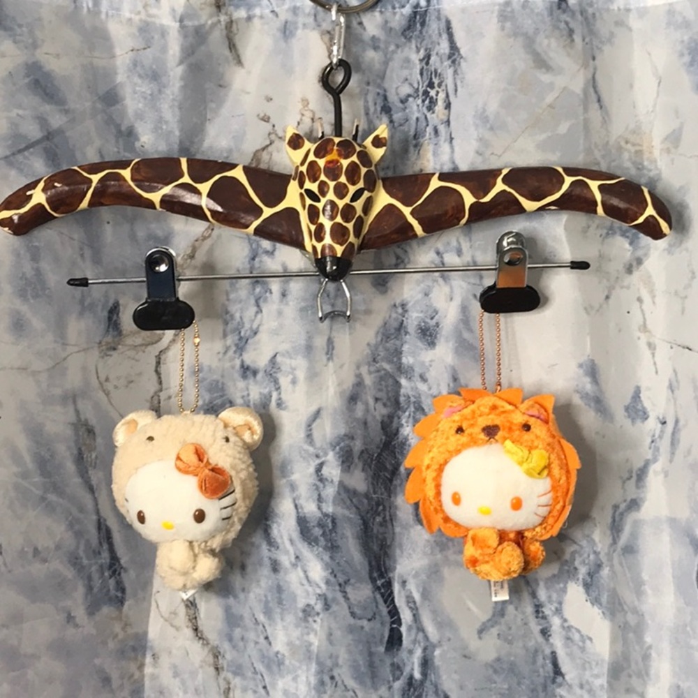 2 Hello Kitty Sanrio hanging ornaments Lion and Sheep plush stuffed cute